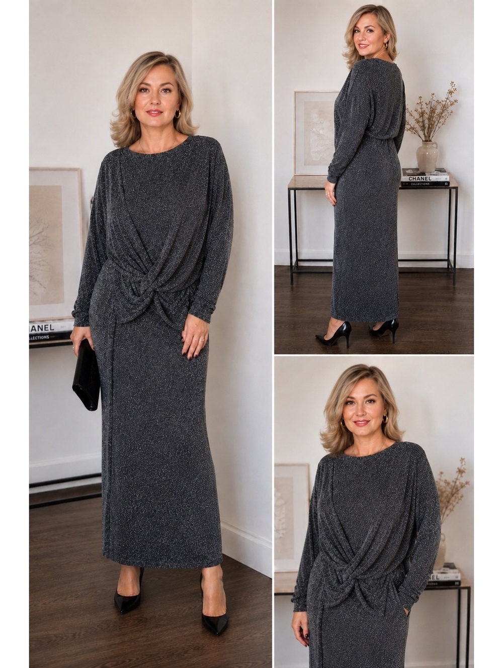 Banana Republic М size  Metallic Ruched Long Sleeve Maxi Dress NWT